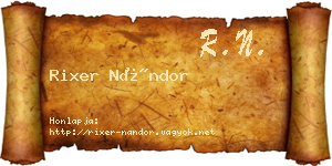 Rixer Nándor névjegykártya