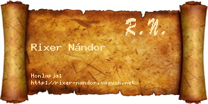 Rixer Nándor névjegykártya